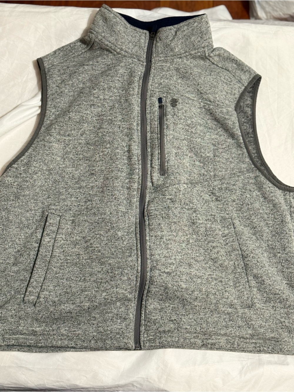 IZOD Men’s Sweater Fleece Full Zip Vest Gray Heather Mock Neck Size 2XL
